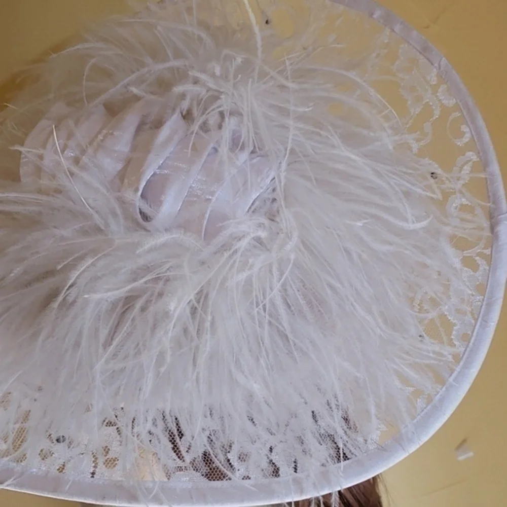 Vintage WHITE‎ FEATHER DERBY CHURCH TEA VINTAGE HAT - Picture 4 of 11